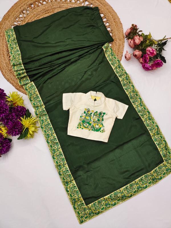 KSGN 018 Ready to wear sarees Dola Silk Affordable kids clothing supplier in Pune